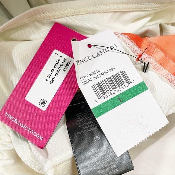 New Vince Camuto Draped Bandeau
Tankini Top Dip Dye Removable Strap Safari Green - Picture 8 of 11